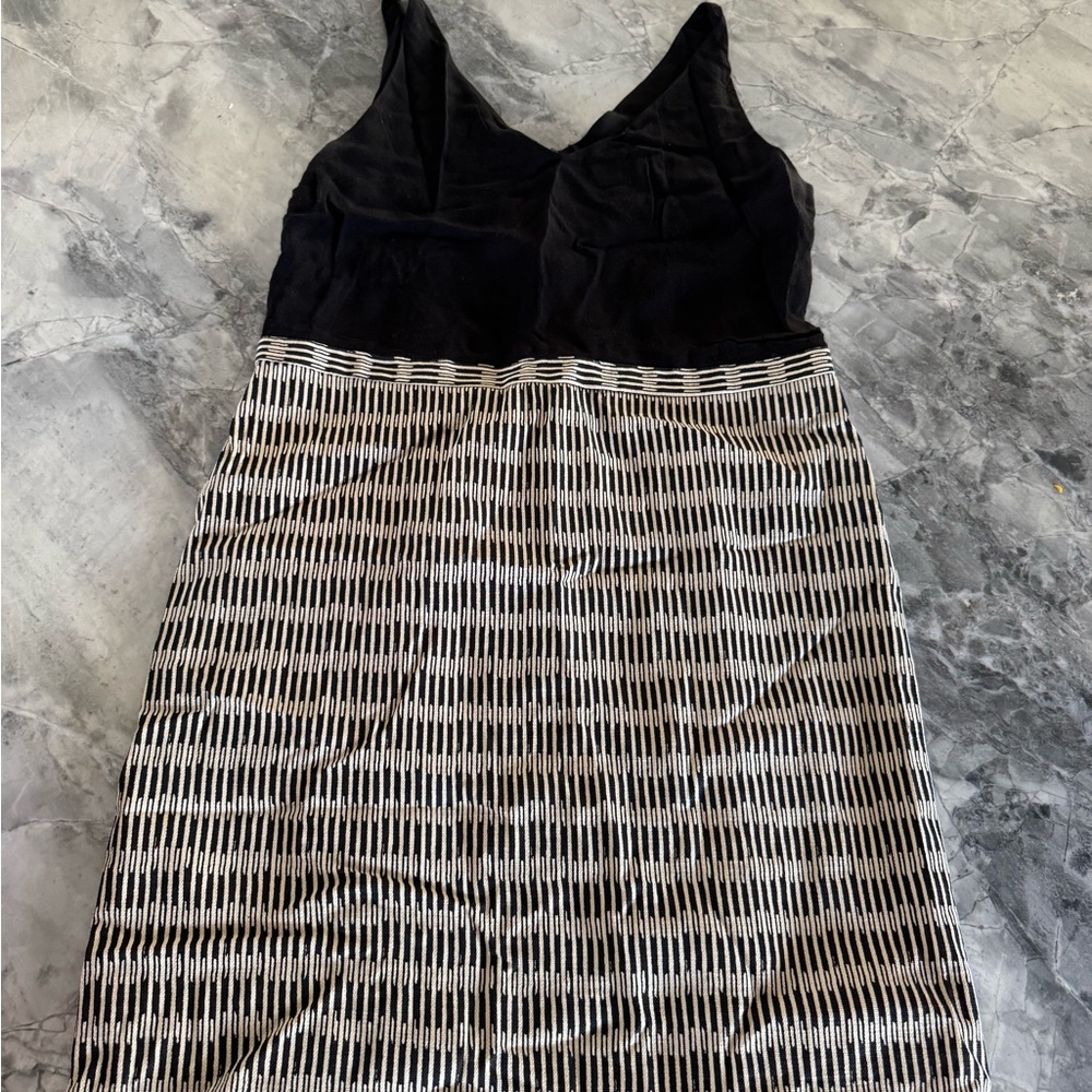 Ann Taylor Loft Black Tan Pencil Lined Dress Size 14